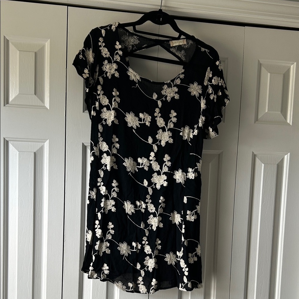 Floral Black and White Women's Dress